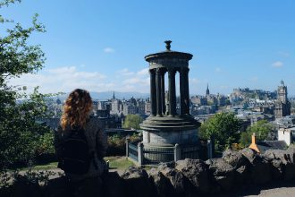 Overlooking the city of Edinburgh Calton Hill