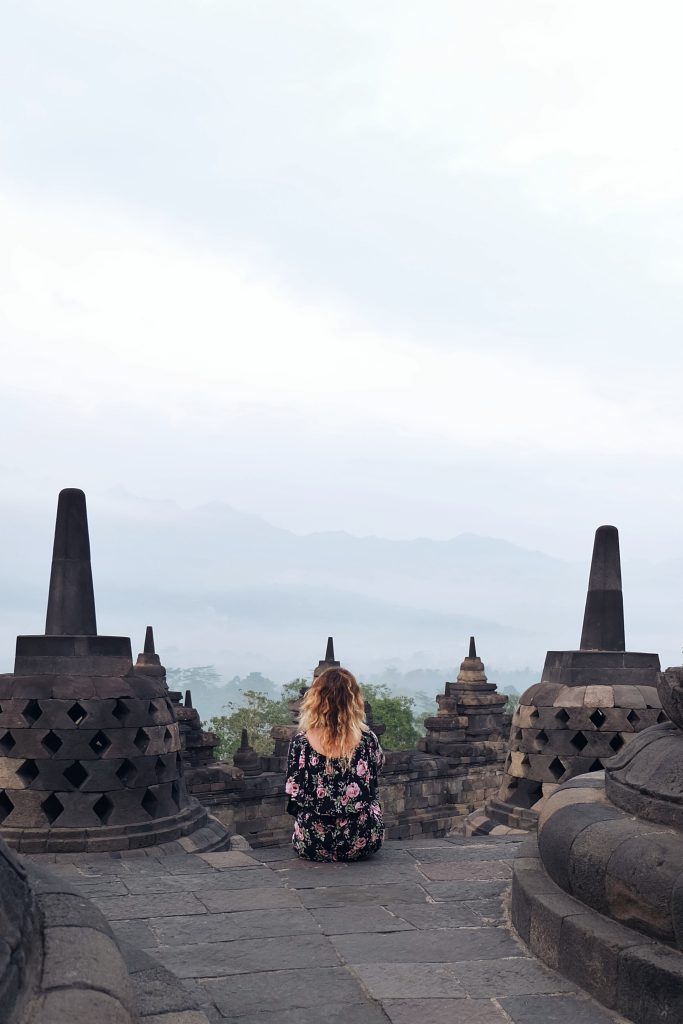 misty morning Borobudur Java Indonesia