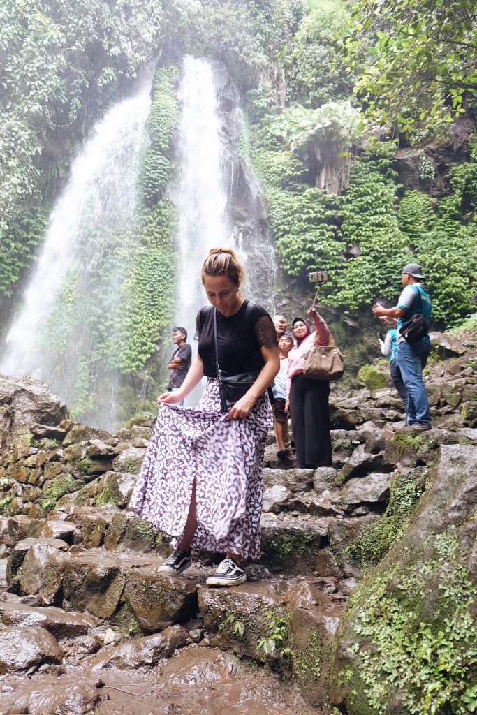 local tourists Grojogan Sewu Waterfall Solo Java